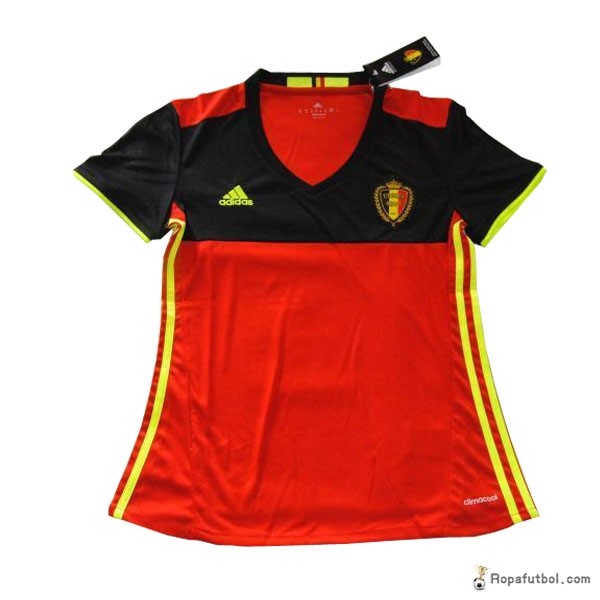 Camiseta Bélgica Replica Primera Ropa Mujer 2016 Rojo